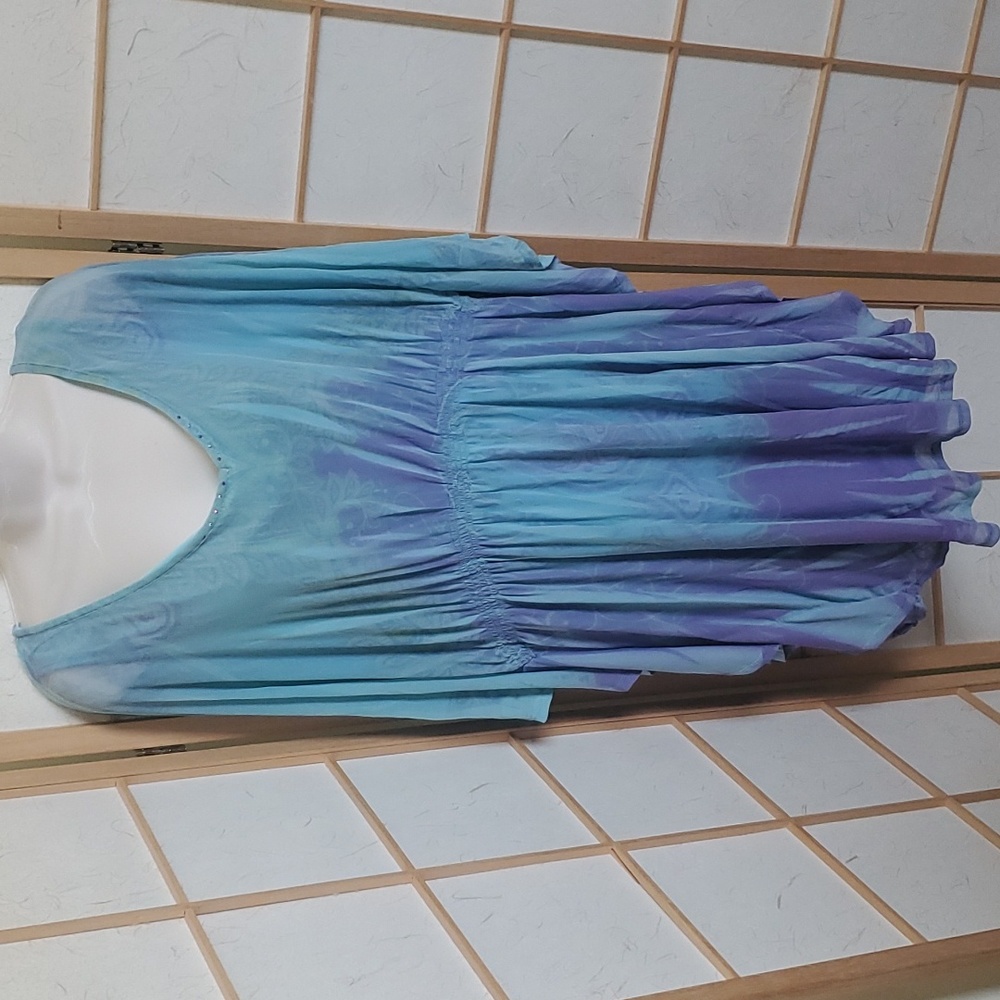 Women turquoise/blue/purple/yellow Style&Co. Plus Size Butterfly Dress Size 2X